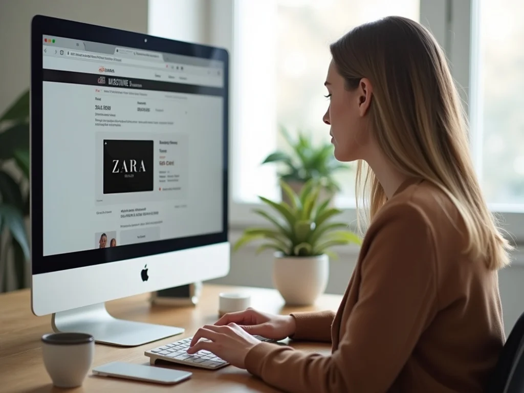 Person buying Zara gift card online on computer, איך קונים גיפט קארד זארה.