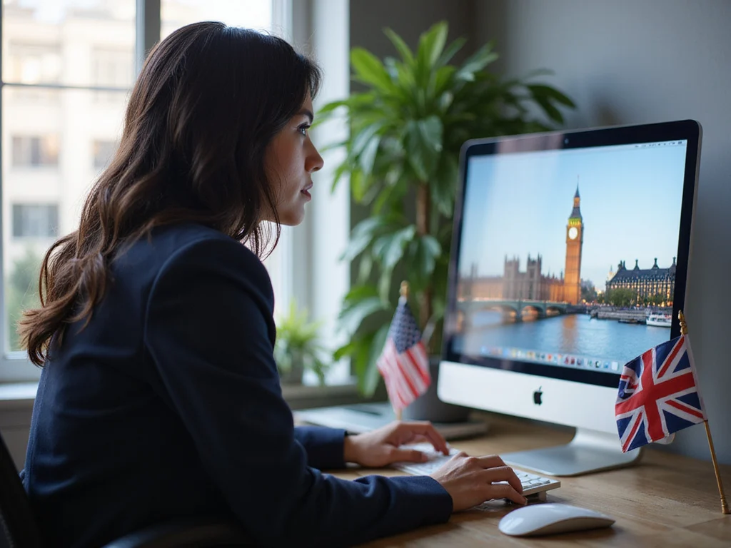 Professional researching איך דוחים גיוס online, UK and USA elements present