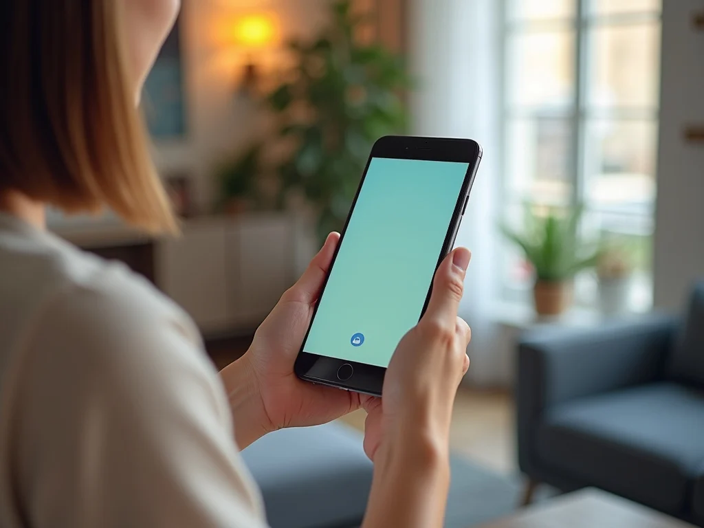 Hand holding smartphone with recycling bin location in Android Q&A app