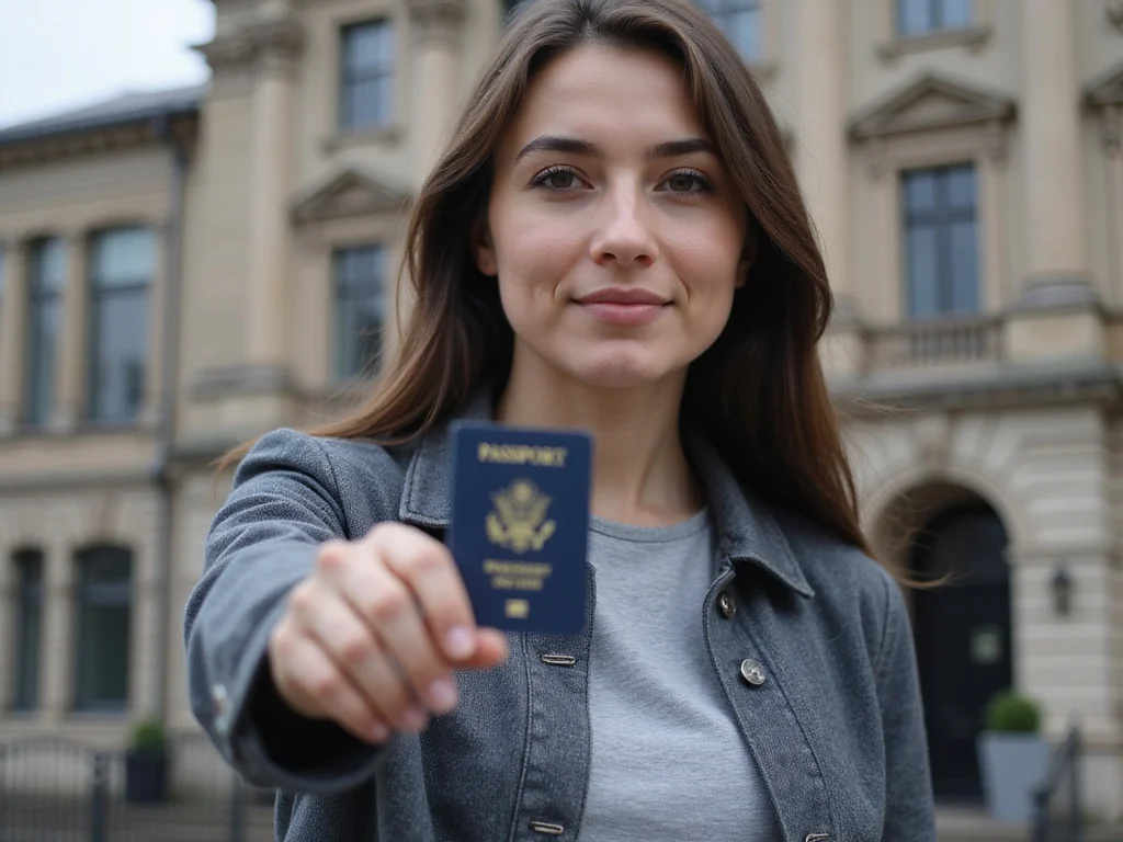 Person renewing identity card at government office