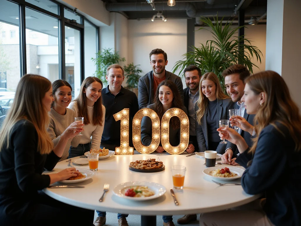 Professionally organized 100th day celebration in urban setting