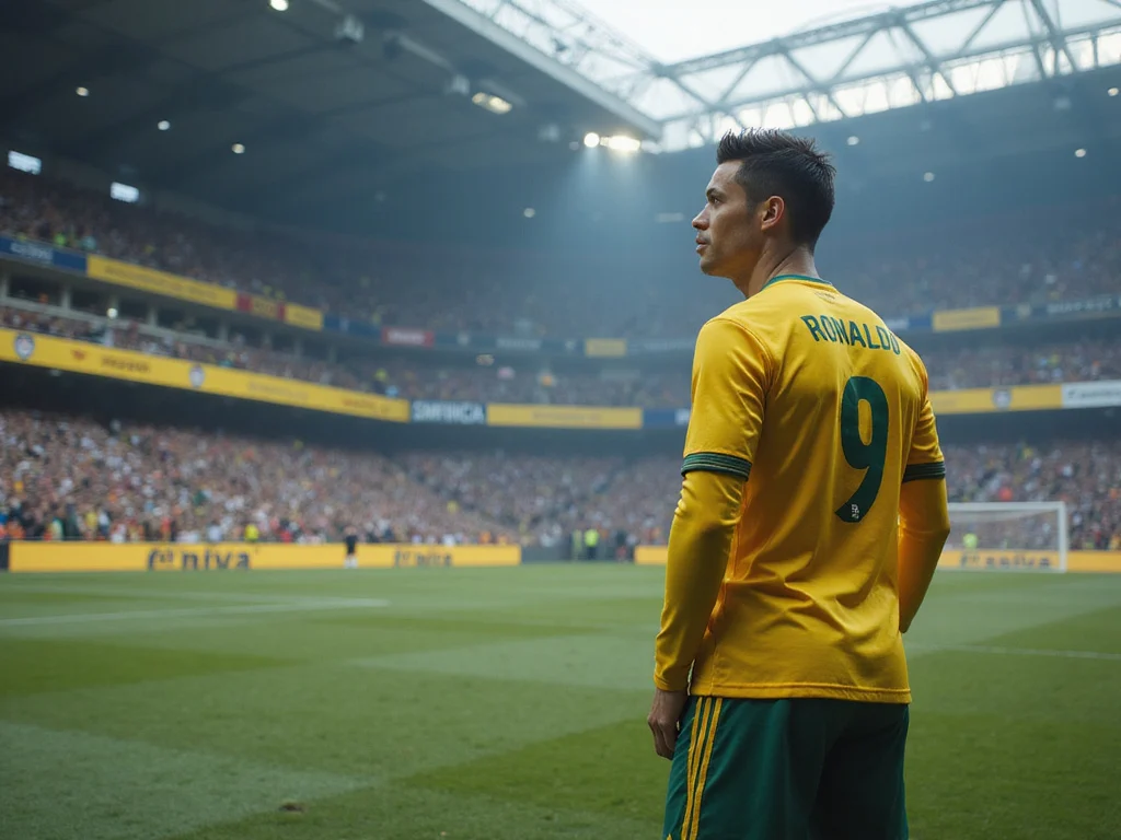 Cristiano Ronaldo contemplating future career moves on soccer field