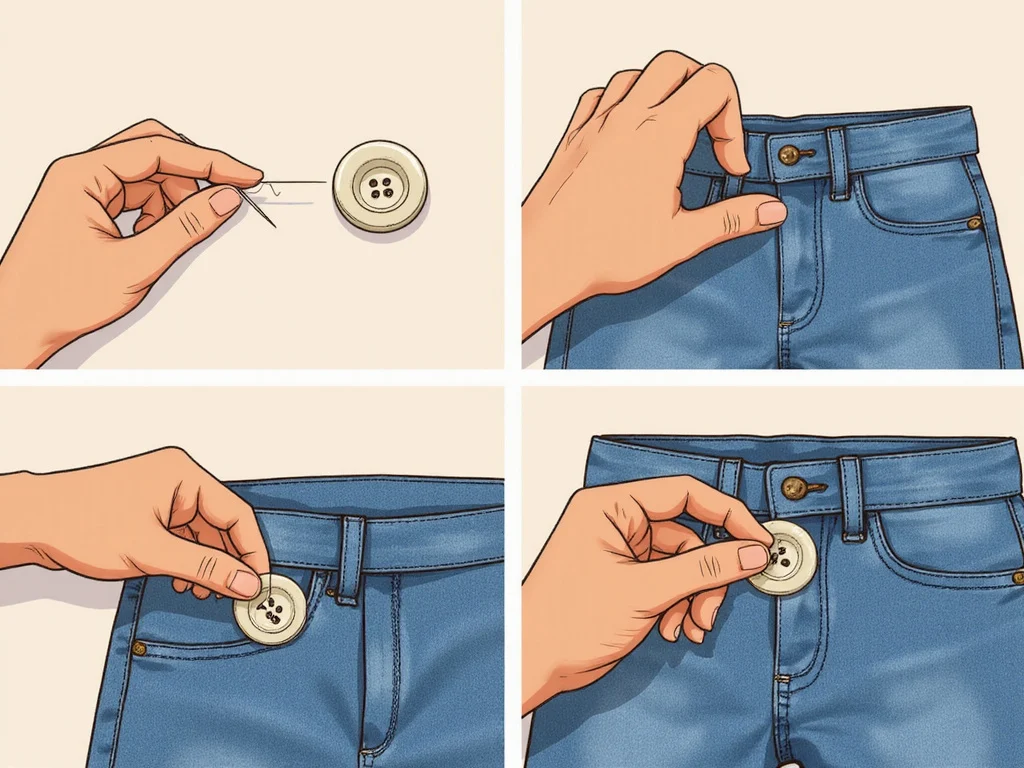 Step-by-step guide on sewing a button on western style clothing