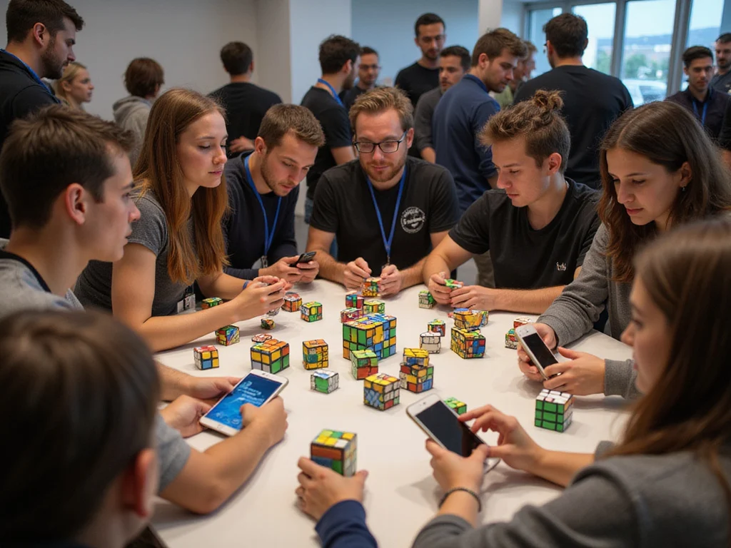 Young adults competing in איך פותרים קוביה הונגרית competition in Israel