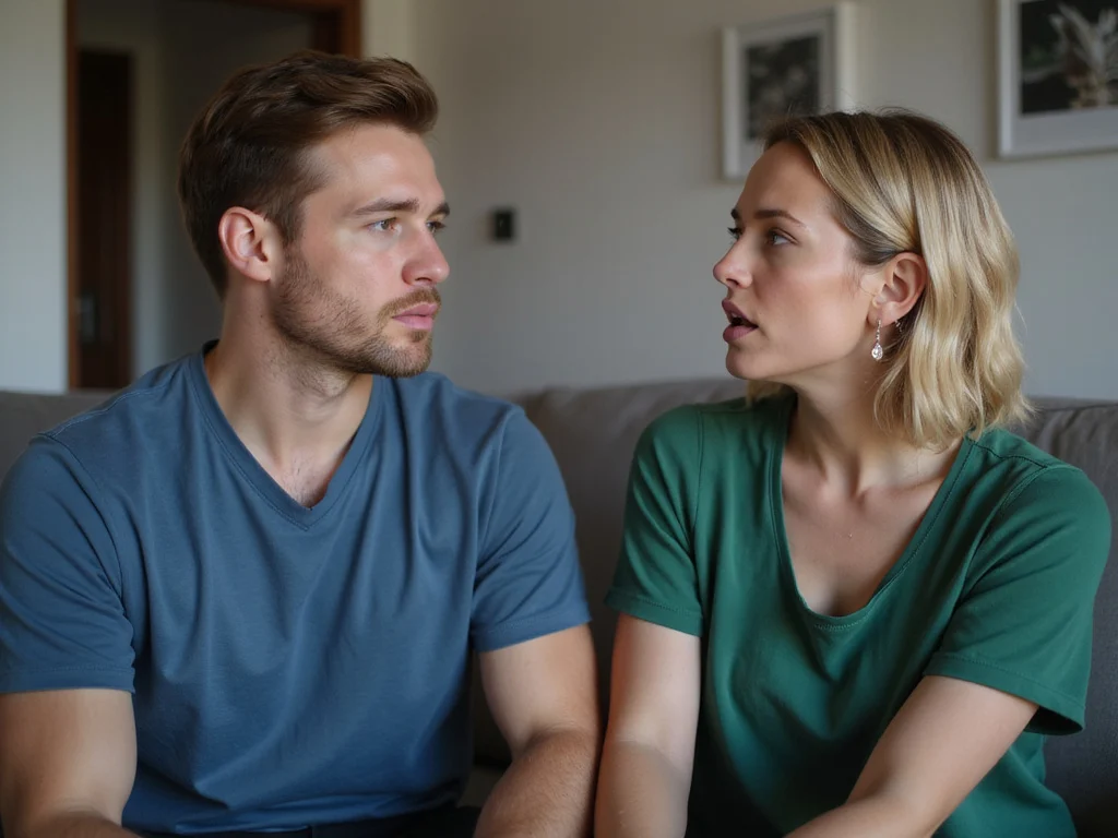 Man and woman showing signs of relationship distance in discussion