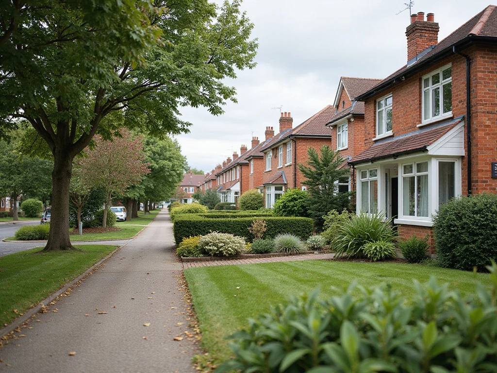 Peaceful residential street view in western country