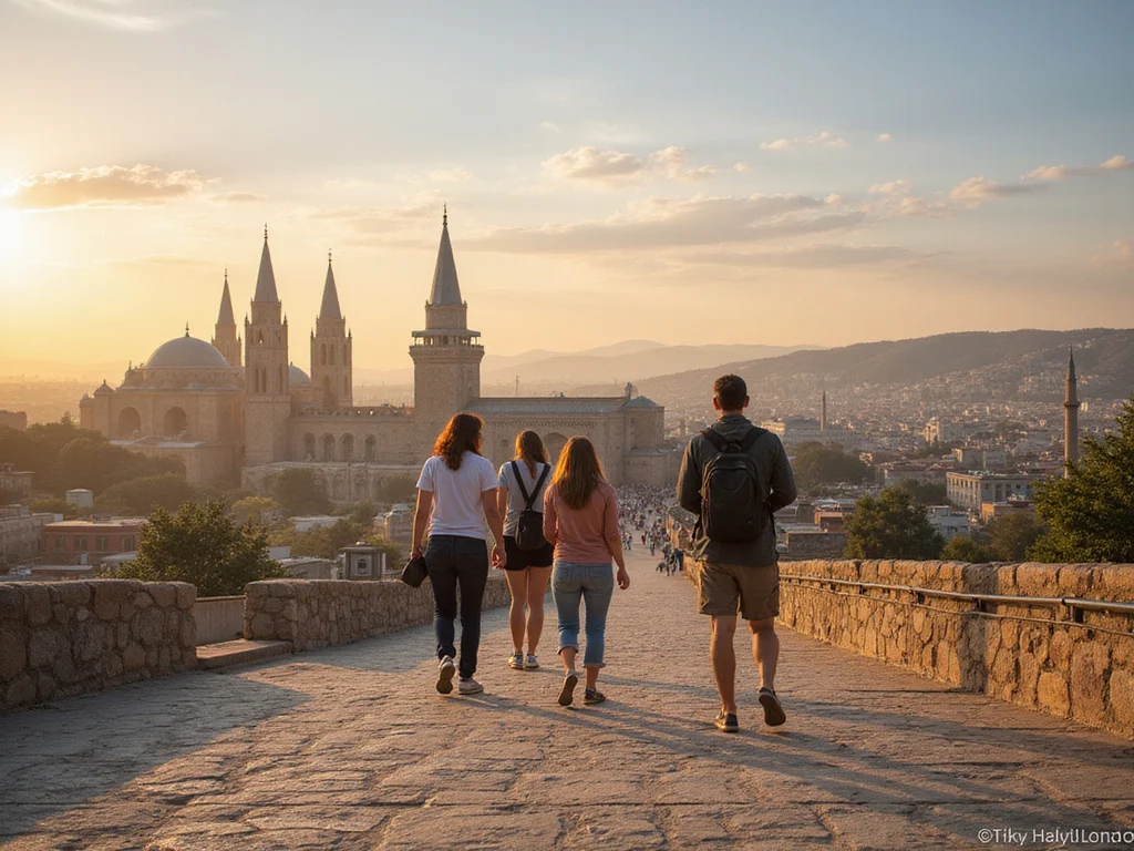 Tourists exploring Baku's iconic sites in Azerbaijan
