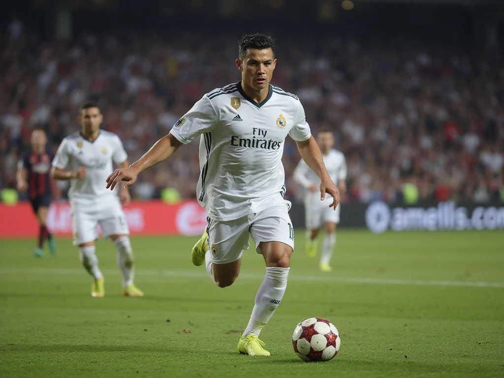 Cristiano Ronaldo playing football in his club jersey