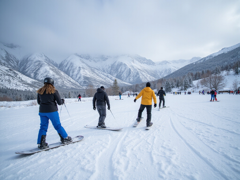 Winter sports in snowy Israeli landscape