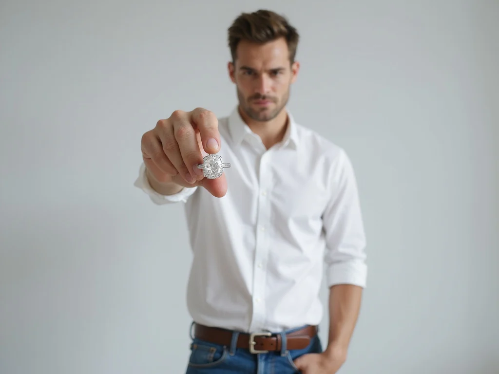 Man wondering where to place a diamond engagement ring