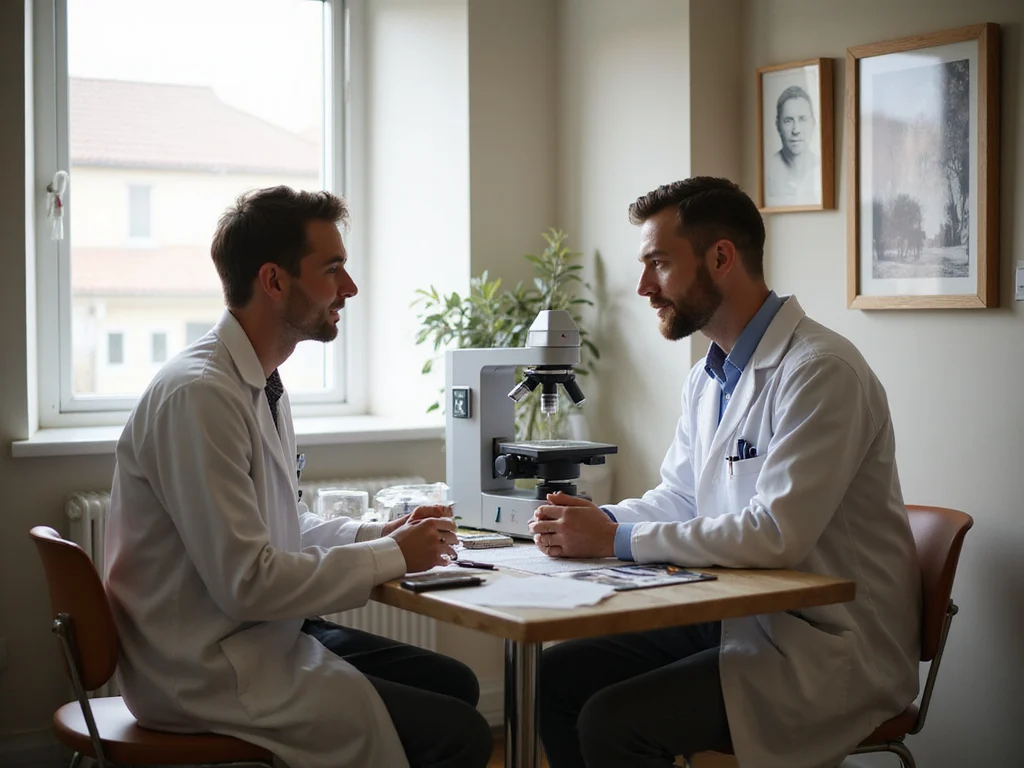 Semen analysis process in a comfortable, modern clinic
