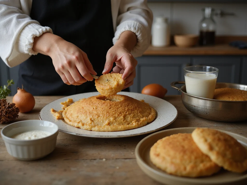 Person preparing Kadayif in a cozy modern kitchen