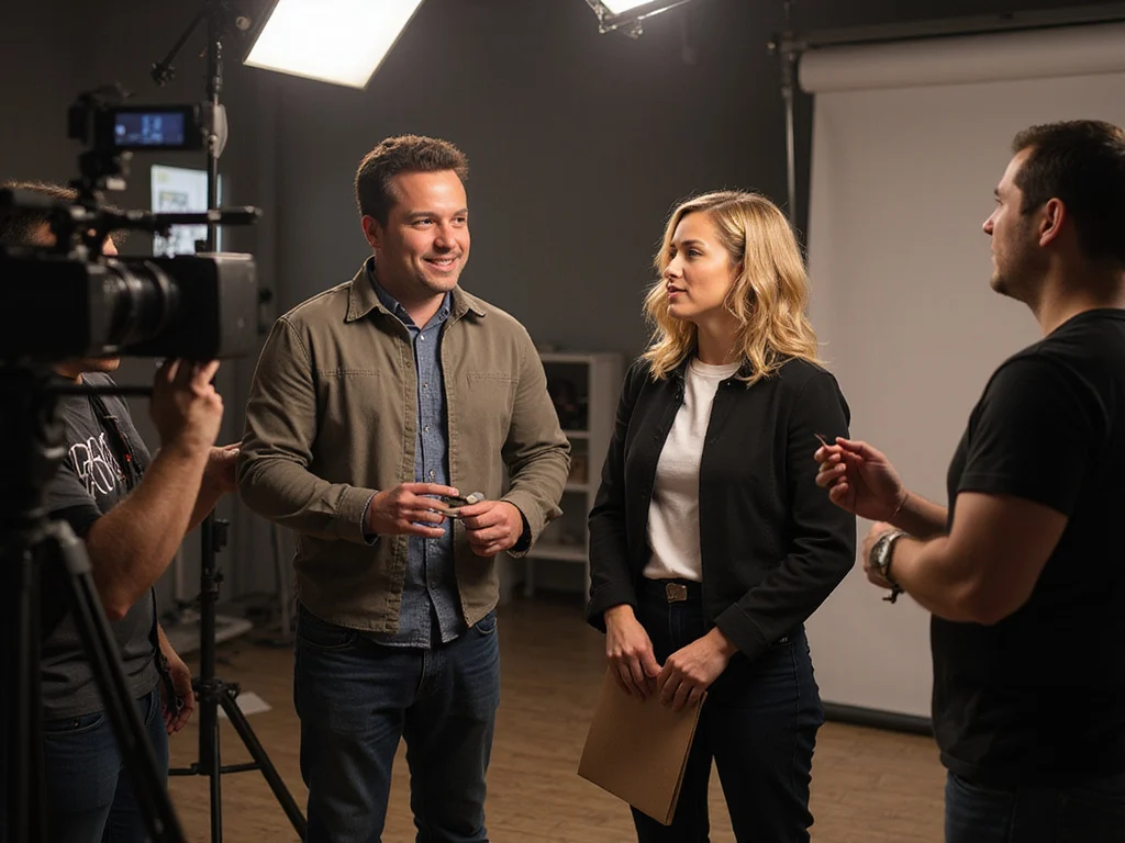 Behind-the-scenes shot of parody TV show 'Where Did They Shoot Galis'
