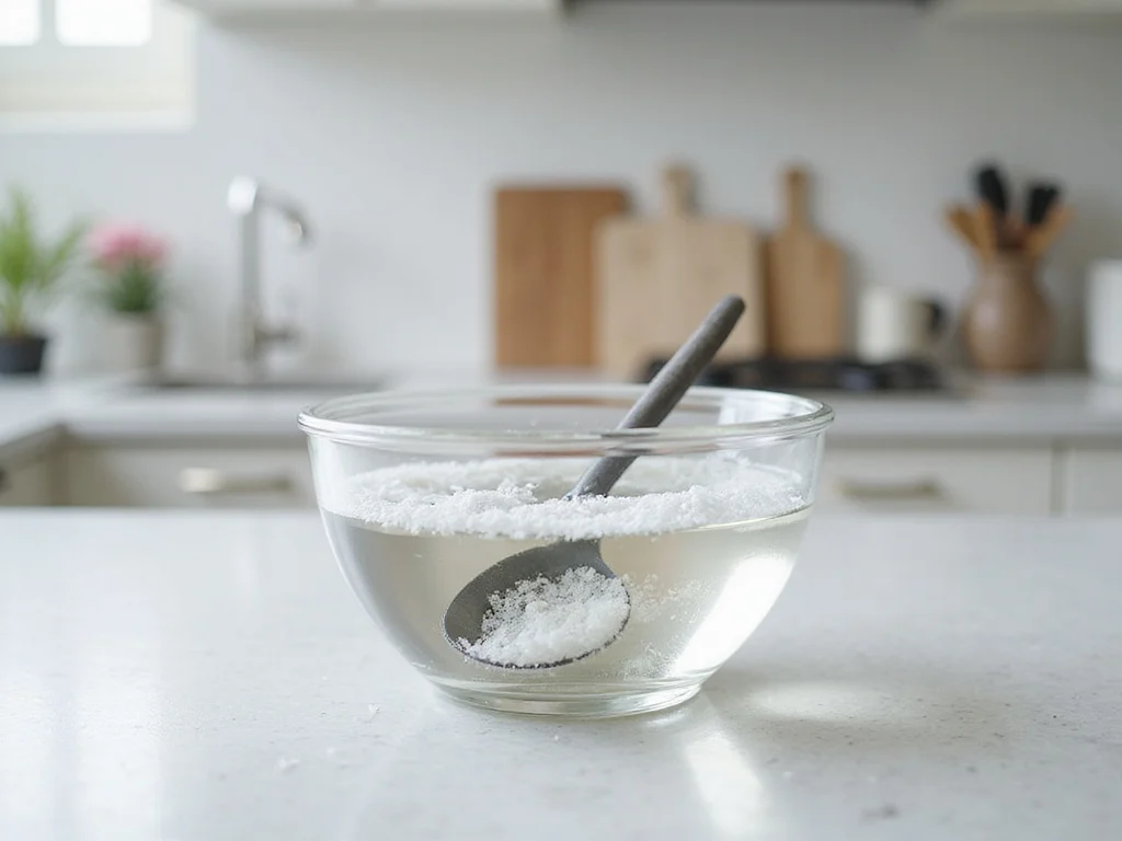 Ritual purification of utensil in saltwater within modern kitchen setting