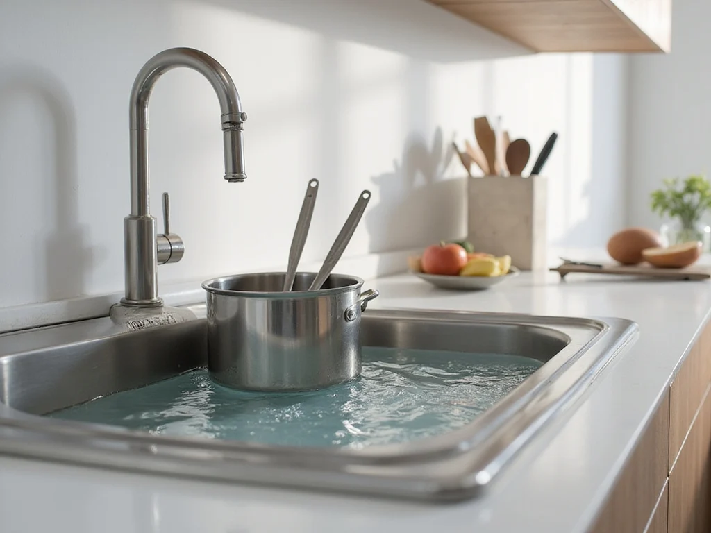 Modern kitchen with utensils immersion in sink for למה טובלים כלים