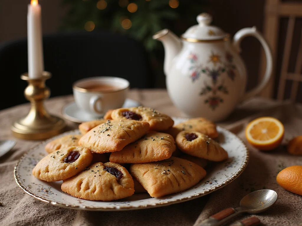 Realistic image of traditional Hamantaschen cookies for Purim celebration
