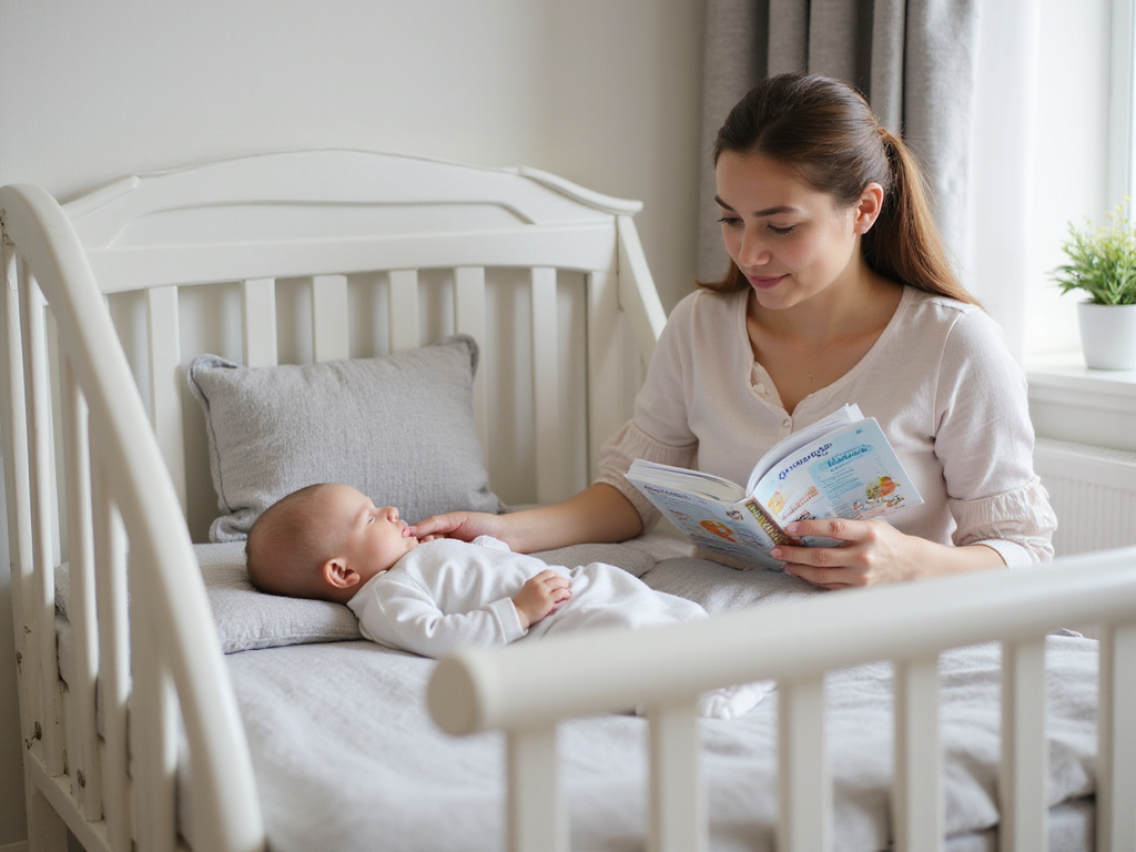 Mother comforting her baby while reading book about תינוקות פולטים