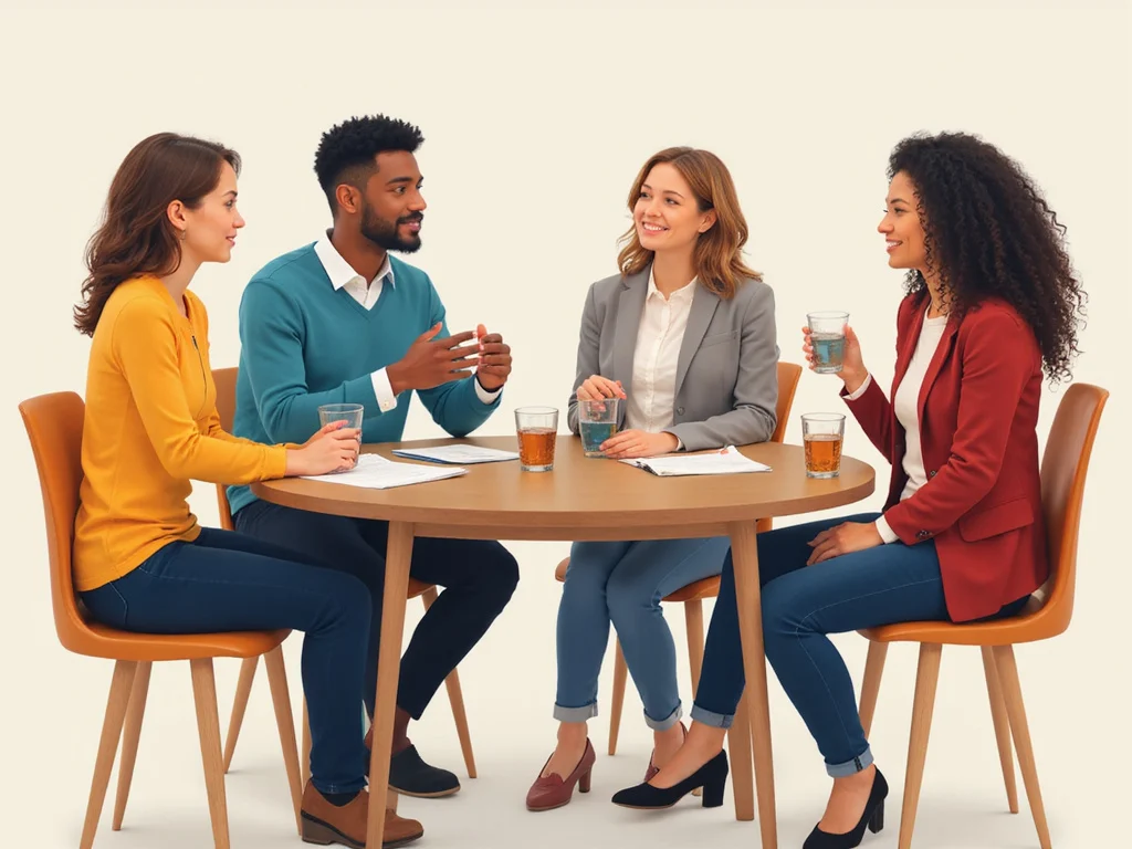 Diverse group discussing why not to give water to a baby