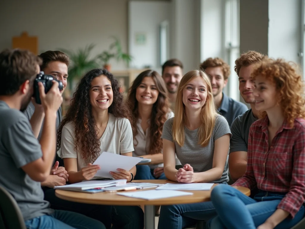 Diverse group during Q&A session demonstrating למה זה לא מצלם strategies