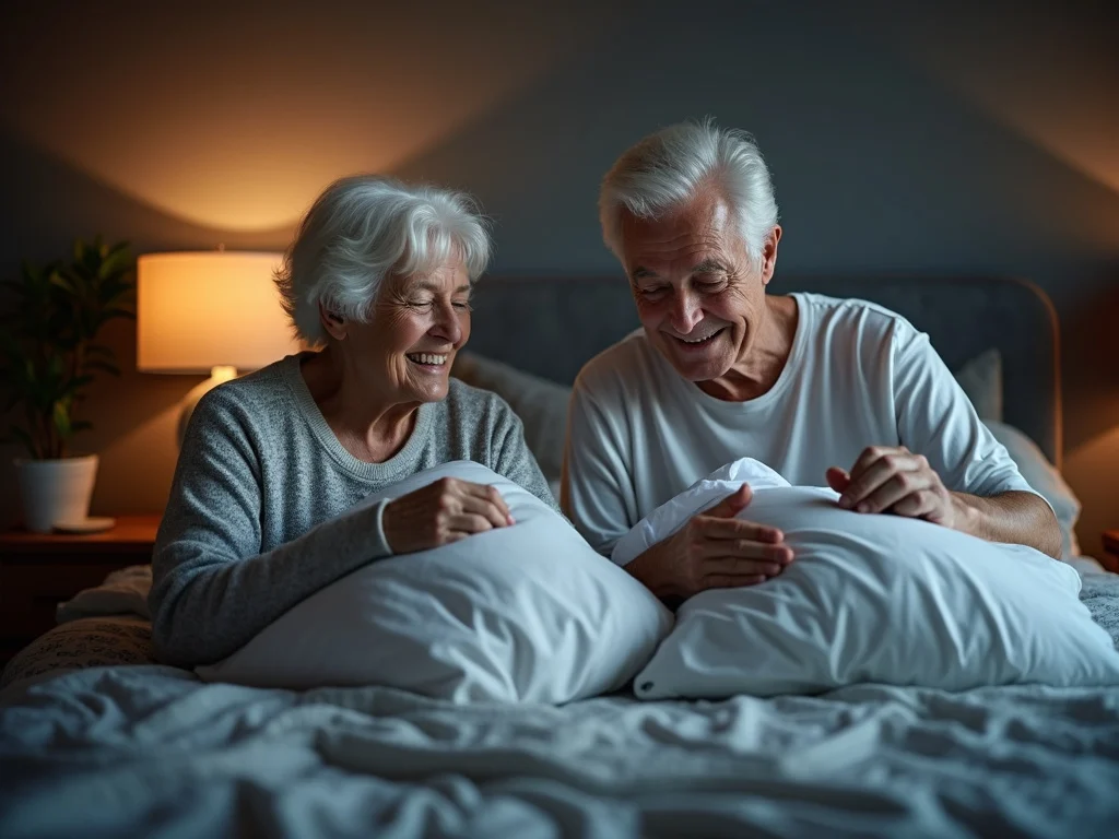 Elderly couple prioritizing sleep in their bedroom