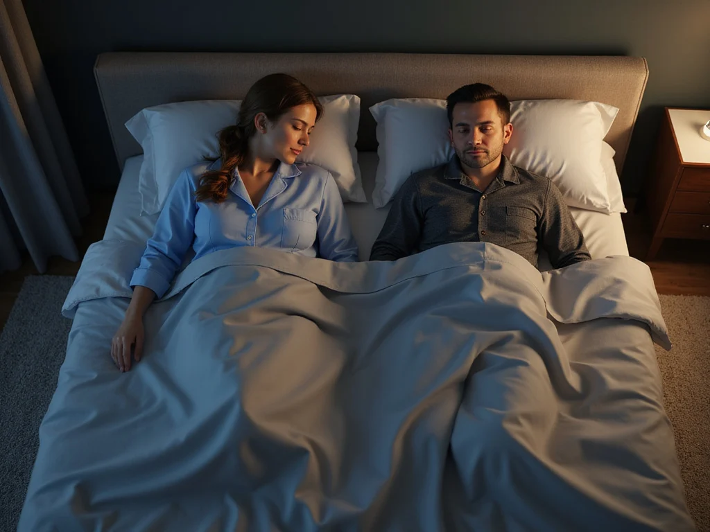 Illustration of למה בריא לישון על צד שמאל in a cosy bedroom setting