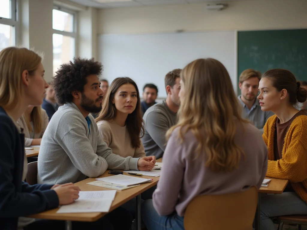 Western education system strike discussion in classroom setting
