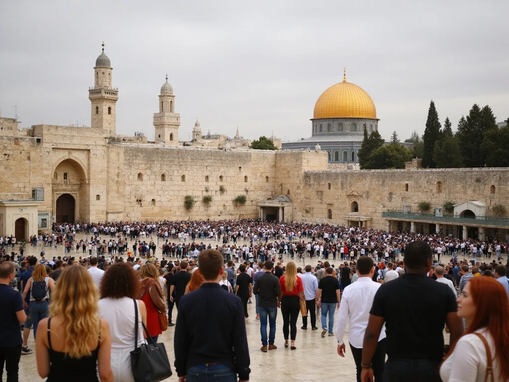 English-speaking tourists at Israel's iconic Jerusalem landmark